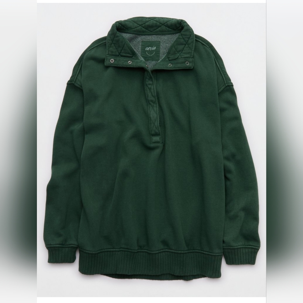 Aerie OH SNAP Sweatshirt Small Rugged Green NWT